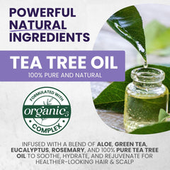 KESMEDIK Tea Tree Purple Conditioner ingredients showcase hydrolyzed collagen and pro-vitamin B5.