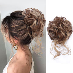 KETHBE Messy Bun close-up shows textured curls blending naturally