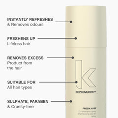 KEVIN.MURPHY FRESH.HAIR close-up bottle shows sulfate-free formula.