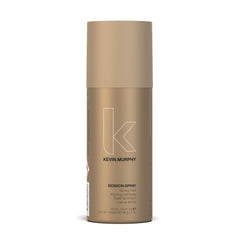 KEVIN.MURPHY Session.Spray bottle close-up highlighting long-lasting hold for all hair types.