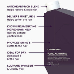 KEVIN.MURPHY YOUNG.AGAIN.RINSE being applied for detangling and smoothing hair