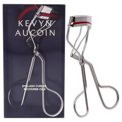 Kevyn Aucoin stainless steel curler close-up shows durable tool for pro results.