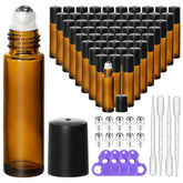 Keywing 54-pack amber glass roller bottles for on-the-go essential oils
