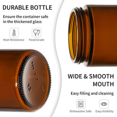 KEYWING amber glass jar with lid open demonstrates easy filling for creams and balms.