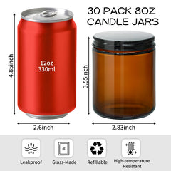 KEYWING 8oz amber glass jar with UV-protective tint for preserving creams and liquids.