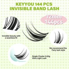 KEYYOU DCurl lashes closeup 12mm highlighting natural wispy effect.