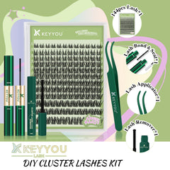 KEYYOU LASH Angel lash clusters with ultra-thin stems blend naturally for a soft defined look.