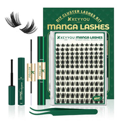 KEYYOU LASH California Sunset clusters close-up on soft band for comfortable manga lash look