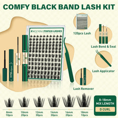 KEYYOU LASH California Sunset kit contents: 144 clusters and tools for DIY lash extensions