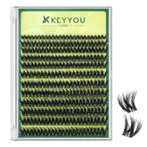 KEYYOU Lash Clusters 3D-effect closeup showing rich volume for dimensional eyes.