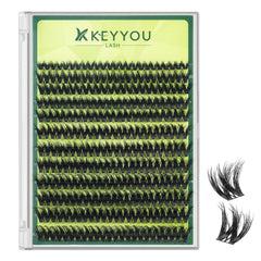 KEYYOU Lash Clusters 3D-effect closeup showing rich volume for dimensional eyes.
