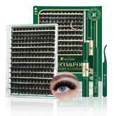 KEYYOU lash clusters kit 182pcs with soft 200D clusters for comfortable DIY extensions.