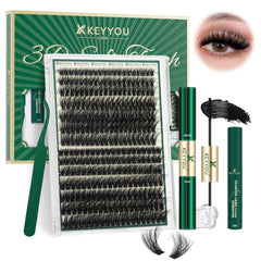 KEYYOU Lash Clusters Kit showcasing the 3D effect for stunning looks.