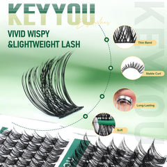 KEYYOU lash clusters soft stem material for lightweight comfort during wear.