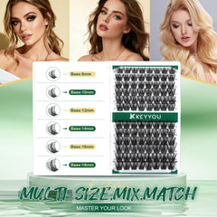 KEYYOU lash clusters upgraded adhesive tape for easier pick-up and secure wear.