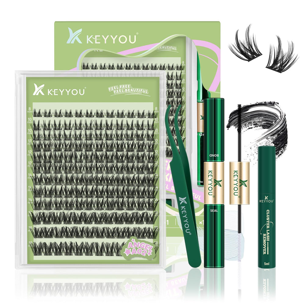 KEYYOU LASH Extension Kit 144Pcs packaging shows a complete at-home DIY set for quick lash upgrades.