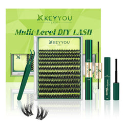 KEYYOU Lash Extension Kit accessories including glue and sealant for at-home lash sessions