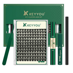 KEYYOU Y02 kit lash clusters close-up showing natural-looking lashes for at-home extensions