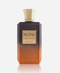 Khadlaj Island Vanilla Dunes Extrait box close-up—vanilla notes convey refined luxury.