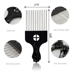 KHQBG Afro pick teeth deliver wide detangling for thick hair.