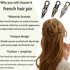 Khwcft Prestige French hair pin double-notch locking for anti-loosening hold