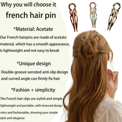 Khwcft Prestige French hair pin leopard texture shows stylish vintage vibe for casual to formal wear