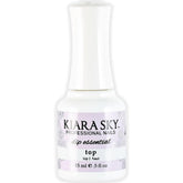 Kiara Sky Dip Top Coat bottle closeup highlights gel-like shine and long-lasting color.