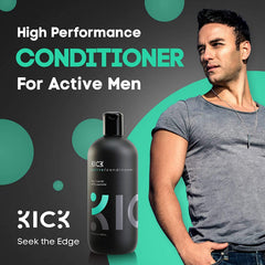 Kick Men's Conditioner Tea Tree pour action captures a cooling peppermint feel for energized mornings.
