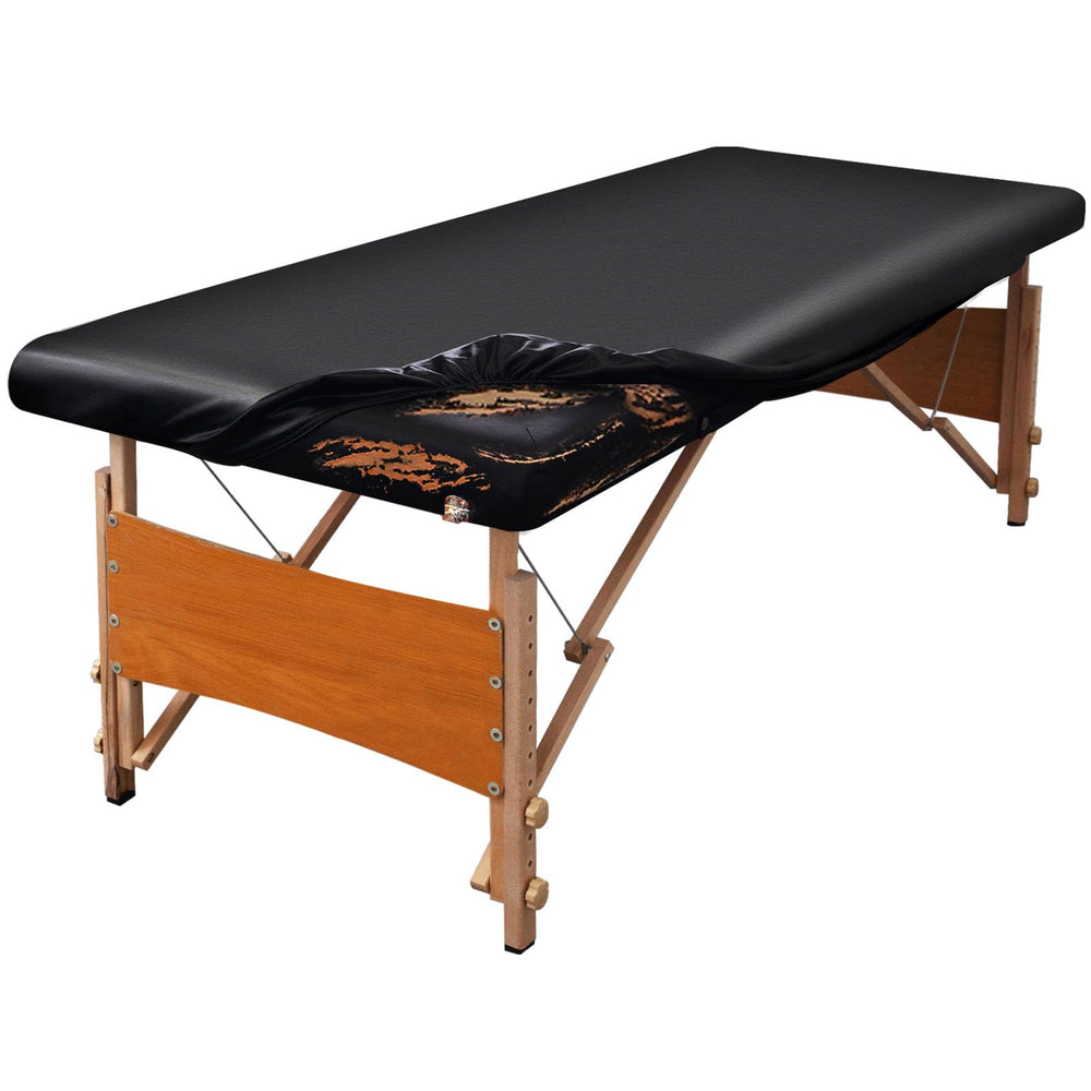 KIDOACOW leather massage table cover closeup shows soft PU texture and easy-clean durability