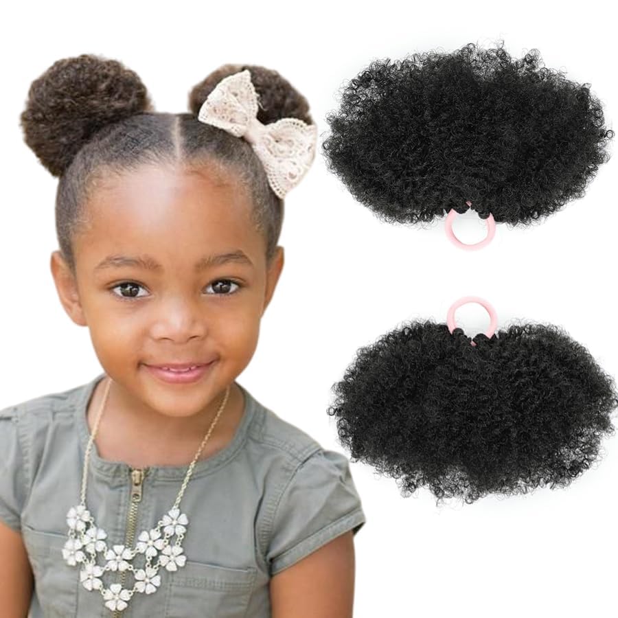 Kids Summer double Afro puffs pony tail extensions deliver quick, gentle styling for busy mornings.
