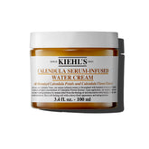 Kiehl's Calendula Serum-Infused Water Cream jar closeup shows soothing hydration.