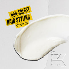 Kiehl's Crème with Silk Groom hands applying cream for smooth styling.