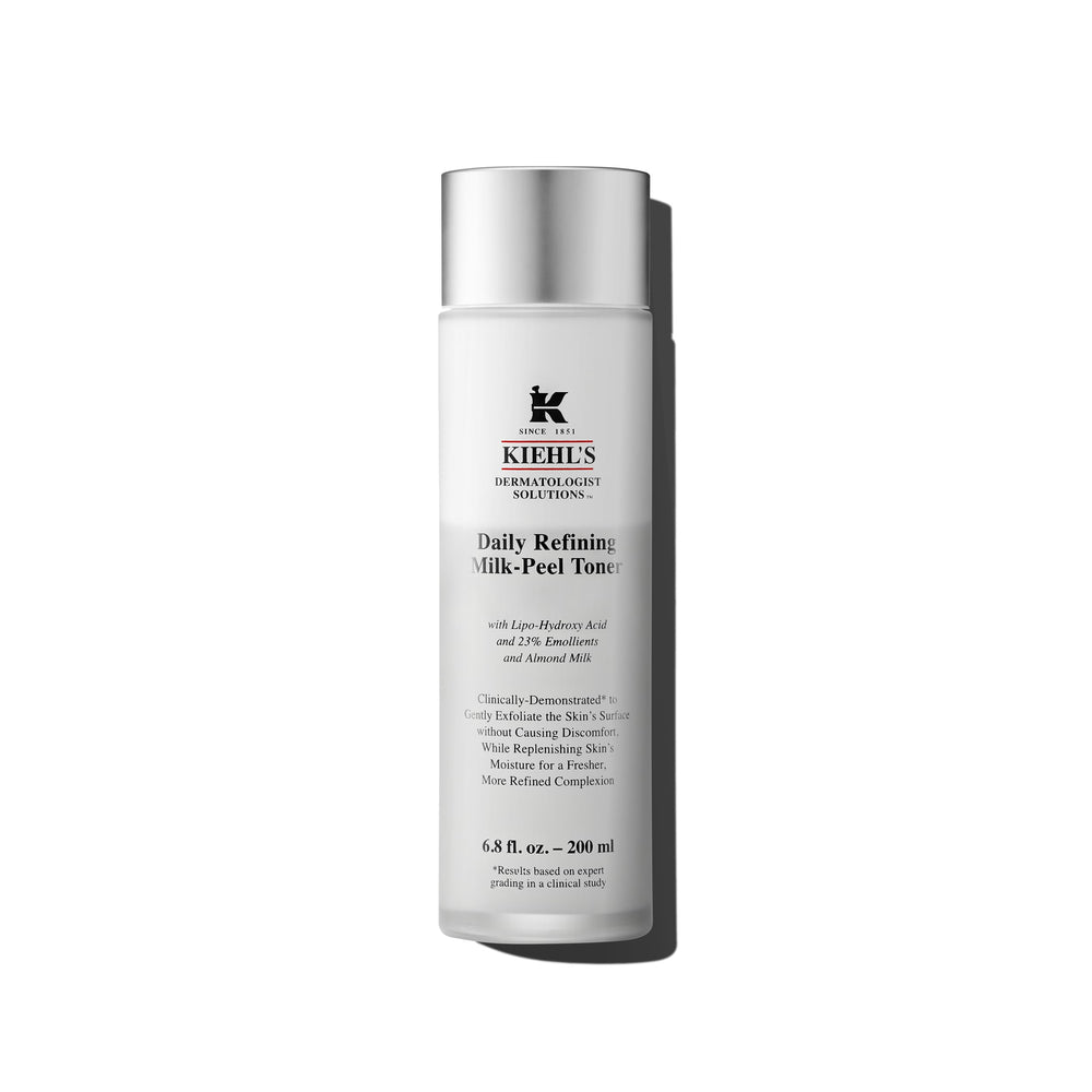 Kiehl's Daily Refining Milk-Peel Toner bottle promises smoother, brighter skin.