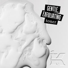 Kiehl's toner on cotton pad provides gentle exfoliation for daily use.