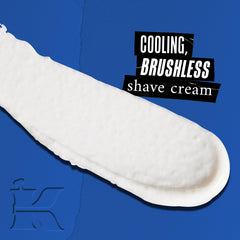 Close-up of menthol-camphor infusion in Kiehl's shave cream for soothing feeling.