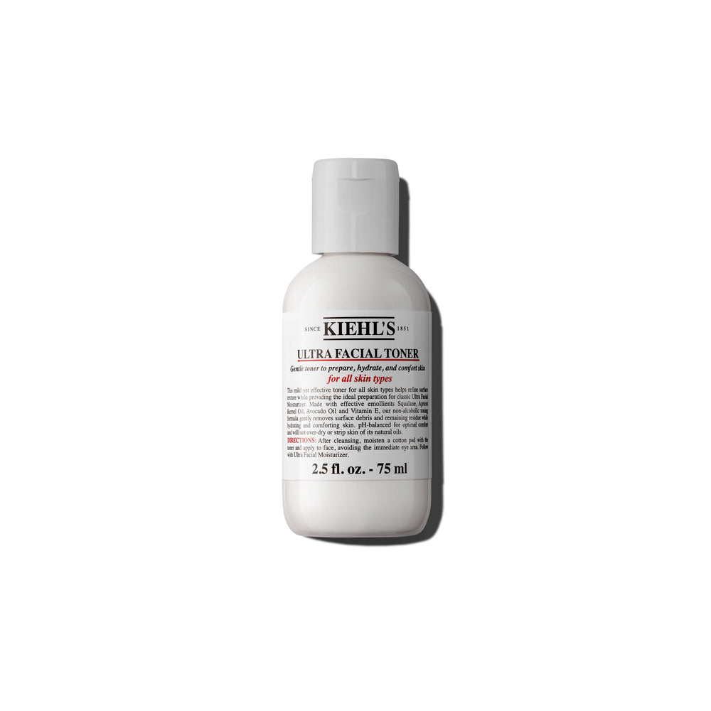 Kiehl's Ultra Facial Toner bottle demonstrating gentle hydration for refreshed skin