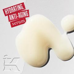Kiehl's Vital Skin-Strengthening Serum texture closeup highlights smooth, fast-absorbing formula for daily use