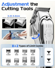 KIKIDO Hair Clippers cordless silver LED display shows battery and maintenance status