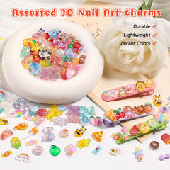 Kikonoke sugar-dusted candy canes charms with rainbow hues for nails.