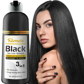 Kilomets Black Hair Dye Shampoo applies evenly on hair for quick gray coverage at home