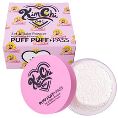 Kimchi Chic Puff Puff Pass Set bottle closeup shows premium packaging for flawless makeup setting.