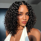 kimosahair Curly Bob Wig front view with 200 density for a fuller, natural look.