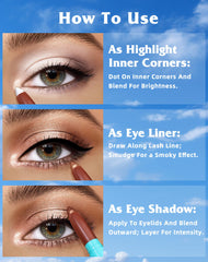 KIMUSE Eyeshadow Stick application glide demonstrates creamy blend for smooth eyelids.