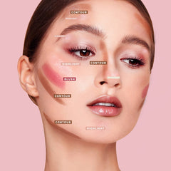 KIMUSE Multi Stick Trio blended on cheeks for a natural glow