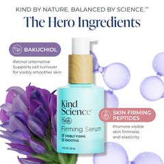 Kind Science Serum close-up label highlighting clean, skin-kind formula
