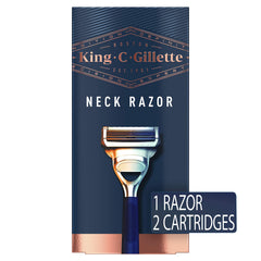King C. Gillette neck razor back-trimmer enables easy edging after shaving.