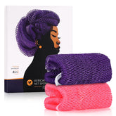 KINGMAS African Net Sponge back-scrubber close-up in purple-pink, exfoliating texture.