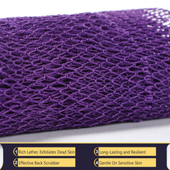 KINGMAS African Net Sponge stretch-length demo showing reach to back.
