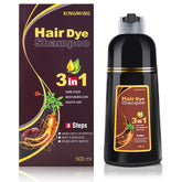 KINGMING Dark Brown Hair Color Shampoo application on dry hair, even coverage