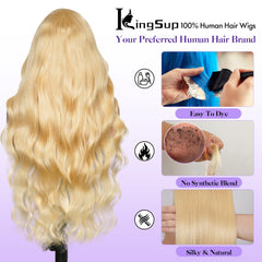 KingSup 613 lace-front wig hair close-up shows silky, tangle-free texture.